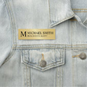 金ゴールドパーソナライズされたプロフェッショナルモノグラムと名前 名札 (インサイチュ)