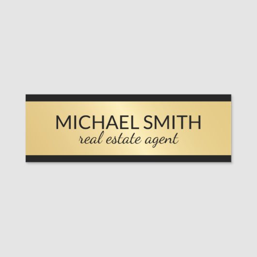 金ゴールドパーソナライズされたプロフェッショナル名タグ 名札 (正面)
