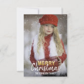 金ゴールドパーソナライズされたホワイトクリスマスホリデー | フォト 招待状 (正面)