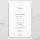 金ゴールドパーソナライズされたホワイトファースト聖餐式メニュー (裏面)