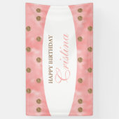 金ゴールドパーソナライズされたポルカドット誕生日バナー 横断幕 (縦)