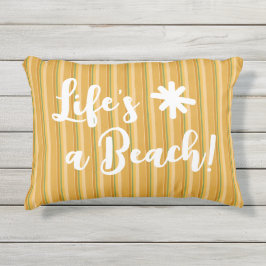 金ゴールドパーソナライズされたマスタードグリーンストライプ アウトドアクッション