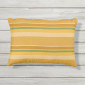 金ゴールドパーソナライズされたマスタードグリーンストライプ アウトドアクッション (裏面)