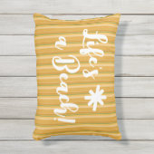 金ゴールドパーソナライズされたマスタードグリーンストライプ アウトドアクッション (正面(縦))