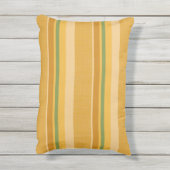 金ゴールドパーソナライズされたマスタードグリーンストライプ アウトドアクッション (裏面(縦))