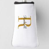 金ゴールドパーソナライズされたモノグラム名イニシャル ゴルフヘッドカバー (回転90)