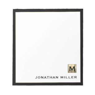 金ゴールドパーソナライズされたモノグラム白黒 ノートパッド