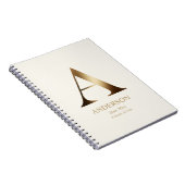 金ゴールドパーソナライズされたモノグラム | オフ白 ノートブック (右側)