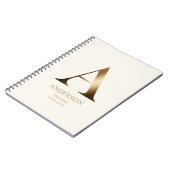 金ゴールドパーソナライズされたモノグラム | オフ白 ノートブック (左側)