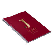 金ゴールドパーソナライズされたモノグラム | バーガンディ ノートブック (右側)