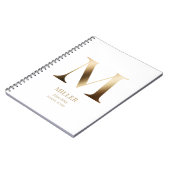 金ゴールドパーソナライズされたモノグラム | ヘビーホワイト ノートブック (左側)