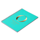 金ゴールドパーソナライズされたモノグラム | 光ティール(緑がかった色) ノートブック (左側)