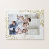 金ゴールドパーソナライズされたユーカリ写真 ジグソーパズル (横)