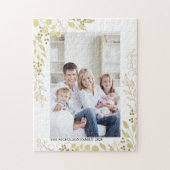 金ゴールドパーソナライズされたユーカリ写真 ジグソーパズル (縦)