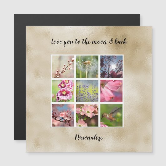 金ゴールドパーソナライズされたラブフォトコラージュ (正面/裏面)