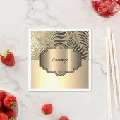 金ゴールドパーソナライズされたリーフのモチーフ3 スタンダードカクテルナプキン (インサイチュ)