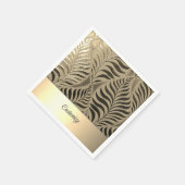 金ゴールドパーソナライズされたリーフモチーフ2 スタンダードカクテルナプキン (角)