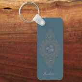 金ゴールドパーソナライズされたロココロータス観賞曼荼羅 キーホルダー (正面)