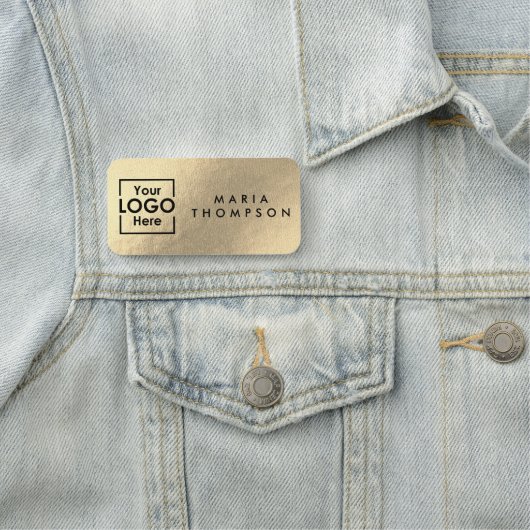 金ゴールドパーソナライズされたロゴ従業員スタッフ 名札 (インサイチュ)