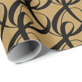 金ゴールドパーソナライズされた上の黒い一体感の記号 ラッピングペーパー (ロールコーナー)