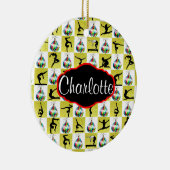 金ゴールドパーソナライズされた体操クリスマス飾り セラミックオーナメント (右)