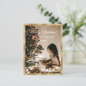 金ゴールドパーソナライズされた写真ホリデーメリークリスマス シーズンポストカード (スタンド正面)