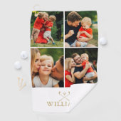 金ゴールドパーソナライズされた名フォトコラージュ ゴルフタオル (インサイチュ)