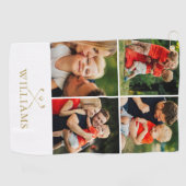 金ゴールドパーソナライズされた名フォトコラージュ ゴルフタオル (横)