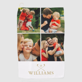 金ゴールドパーソナライズされた名フォトコラージュ ゴルフタオル