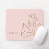 金ゴールドパーソナライズされた宝石赤面ピンク マウスパッド (マウス)