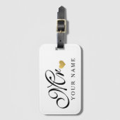 金ゴールドパーソナライズされた新郎新婦 ラゲッジタグ (正面縦)