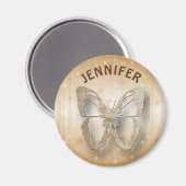 金ゴールドパーソナライズされた星とバタフライ磁石 マグネット (正面/裏面)