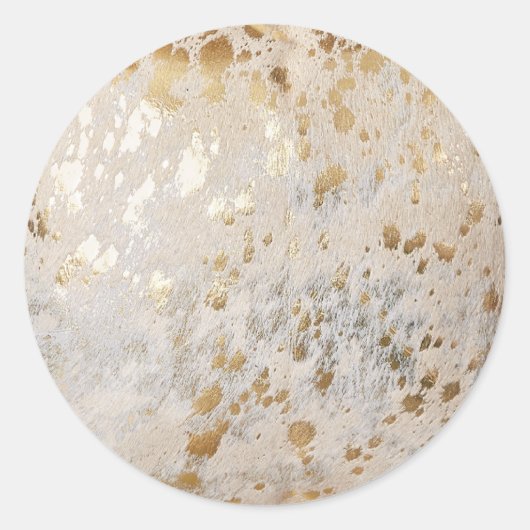 金ゴールドパーソナライズされた牛革プリントシール ラウンドシール (正面)