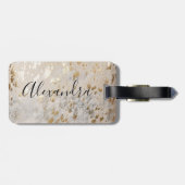 金ゴールドパーソナライズされた牛革プリントラゲージタグ ラゲッジタグ (裏面横)