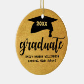 金ゴールドパーソナライズされた目盛りモルタル板 セラミックオーナメント (右)