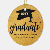 金ゴールドパーソナライズされた目盛りモルタル板 セラミックオーナメント (左)