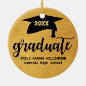 金ゴールドパーソナライズされた目盛りモルタル板 セラミックオーナメント (裏面)