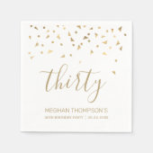 金ゴールドパーソナライズされた紙吹雪30歳の誕生日パーティー スタンダードカクテルナプキン (正面)