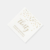 金ゴールドパーソナライズされた紙吹雪30歳の誕生日パーティー スタンダードカクテルナプキン (角)