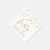 金ゴールドパーソナライズされた紙吹雪40歳の誕生日パーティー スタンダードカクテルナプキン (角)