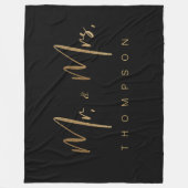 金ゴールドパーソナライズされた署名スクリプトMrs.そしてミセス フリースブランケット (正面)