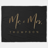 金ゴールドパーソナライズされた署名スクリプトMrs.そしてミセス フリースブランケット (正面(横))