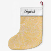 金ゴールドパーソナライズされた花柄 スモールクリスマスストッキング (裏面)