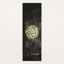 金ゴールドパーソナライズされた花紙吹雪オン茶 ヨガマット