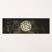 金ゴールドパーソナライズされた花紙吹雪オン茶 ヨガマット (正面(横))