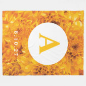 金ゴールドパーソナライズされた菊の毛布 フリースブランケット (正面(横))