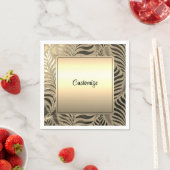 金ゴールドパーソナライズされた葉モチーフ スタンダードカクテルナプキン (インサイチュ)