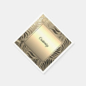 金ゴールドパーソナライズされた葉モチーフ スタンダードカクテルナプキン (角)