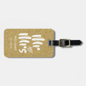 金ゴールドパーソナライズされた·ダスト·紙吹雪MrとMrs ラゲッジタグ (正面横)