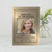 金ゴールドパーソナライズされた/写真 – 社員賞カード 招待状 (スタンド正面)